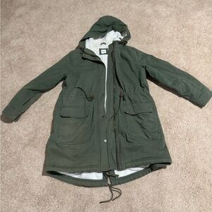 Gap Green Hooded Sherpa Parka Coat women’s Sz XL